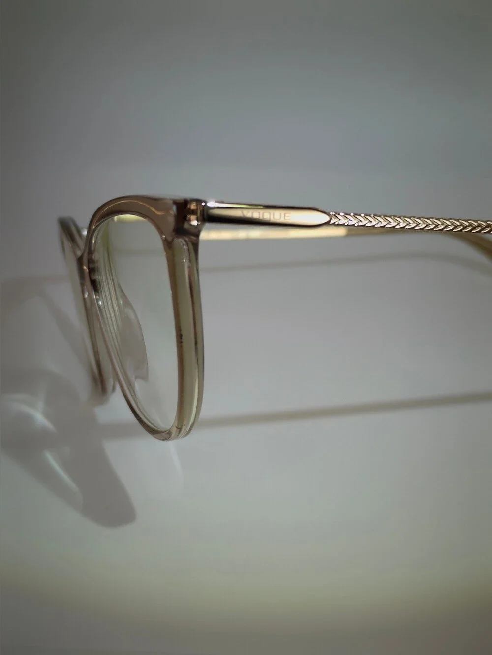 Vogue Women's Clear Beige Cat Eye Gold Eyewear.